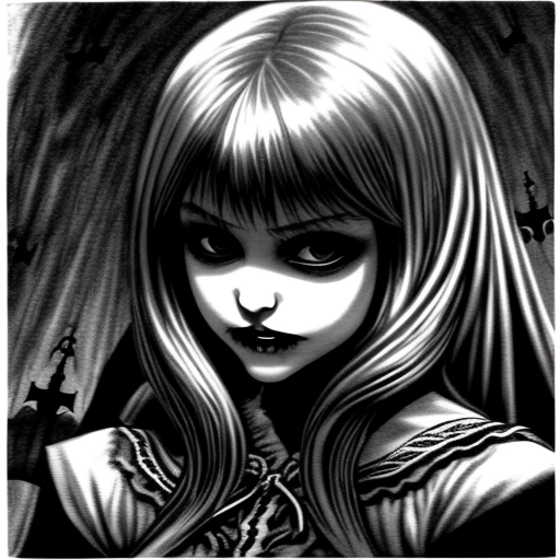 monochrome  drawing  vampire girl by WoD1  <hypernet:WoD1:1>